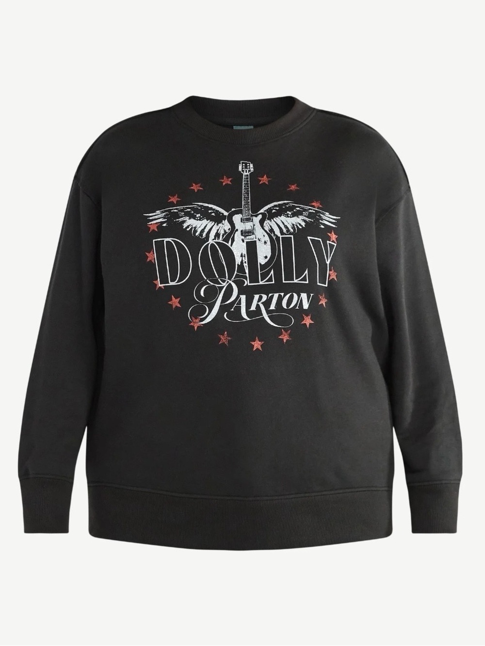 Terra & Sky Dolly Parton Black Graphic Crewneck Sweatshirt in Color Black Soot